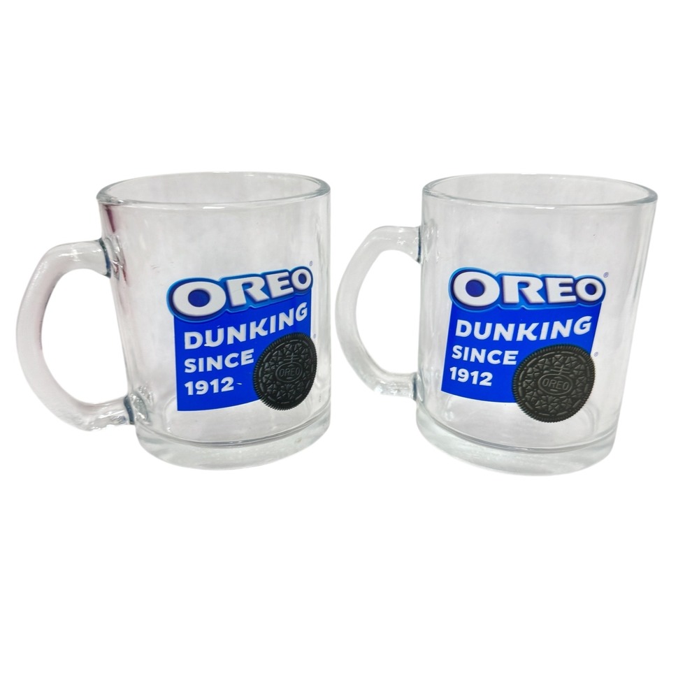 Set of 2 Oreo Dunking Since 1912 Clear Glass Mugs Frankford Candy 2023